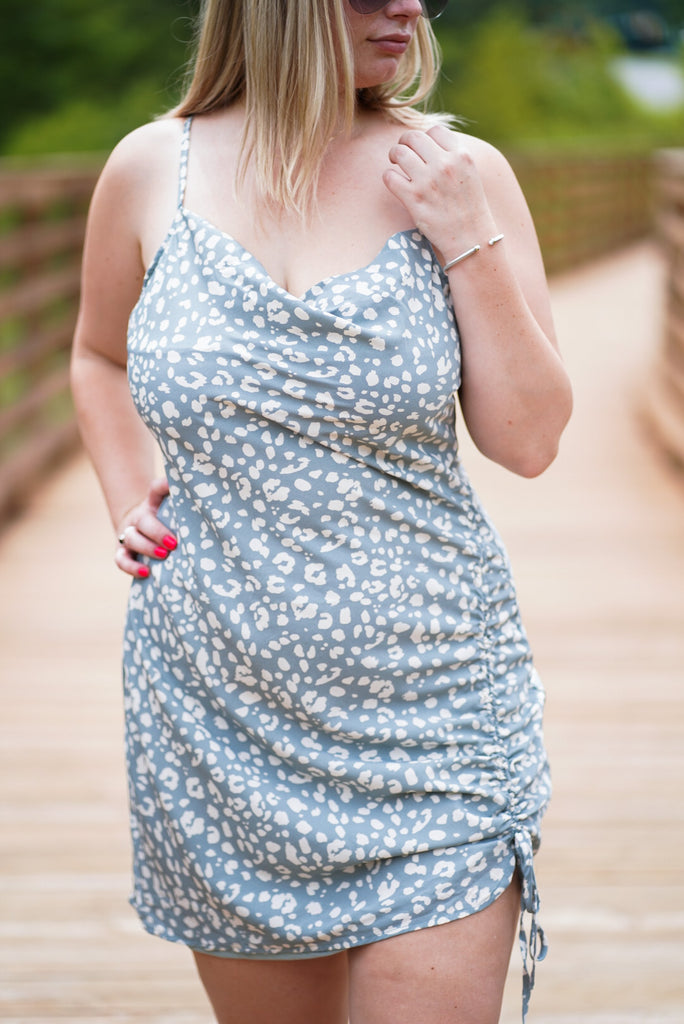 Baby Blue Adjustable Slit Dress