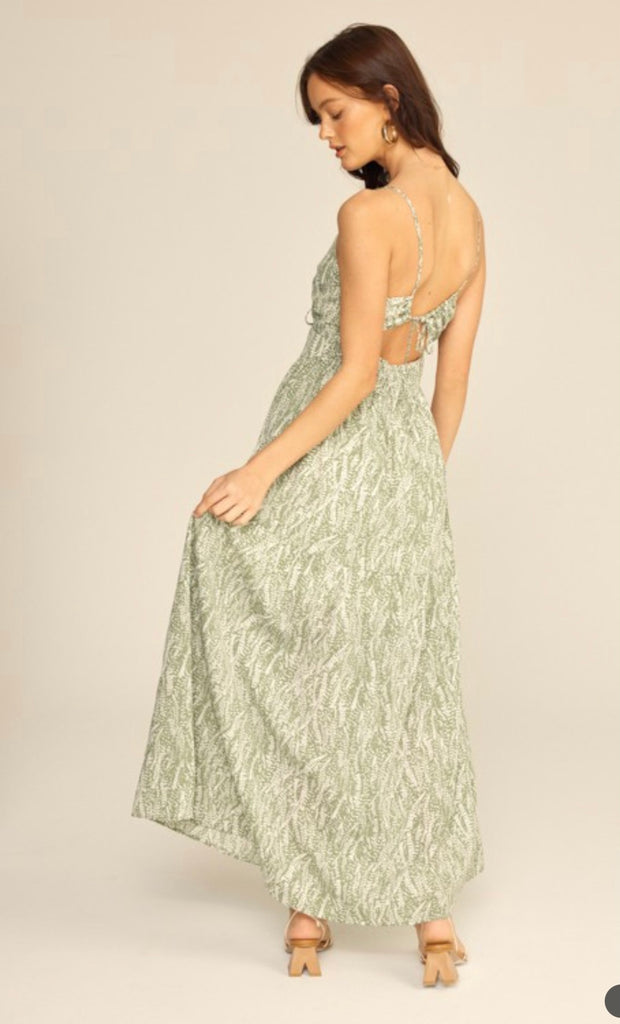 Green Leaf Tiered Maxi Dress