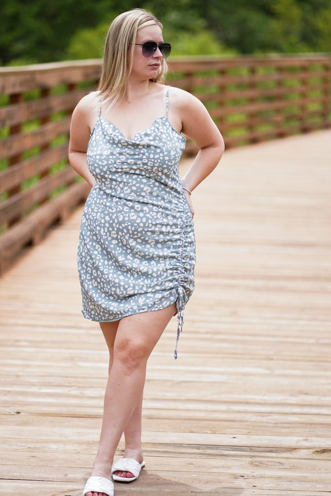 Baby Blue Adjustable Slit Dress
