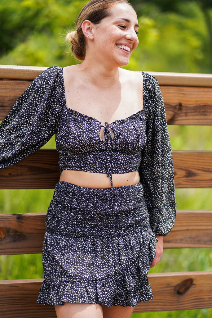 Black Floral Skirt - Matching Set