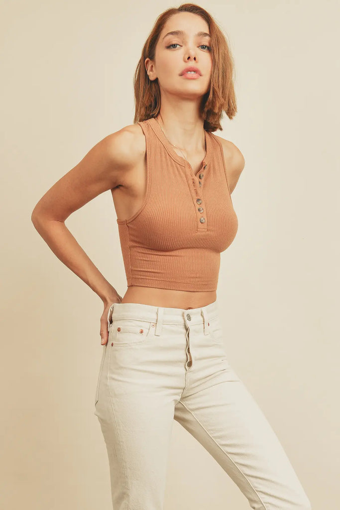 High Scoop Henley Tank Top