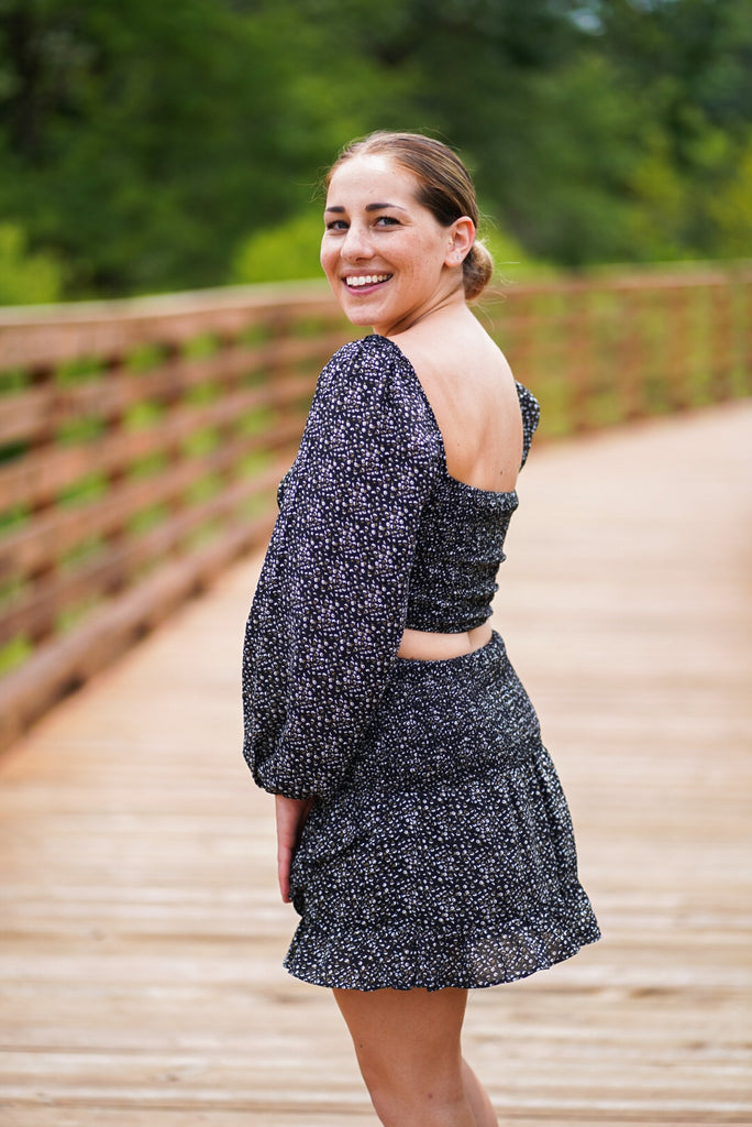 Black Floral Skirt - Matching Set