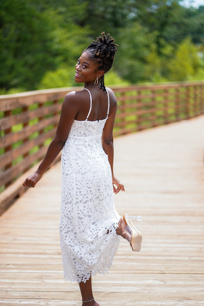 White Lace Floral Maxi