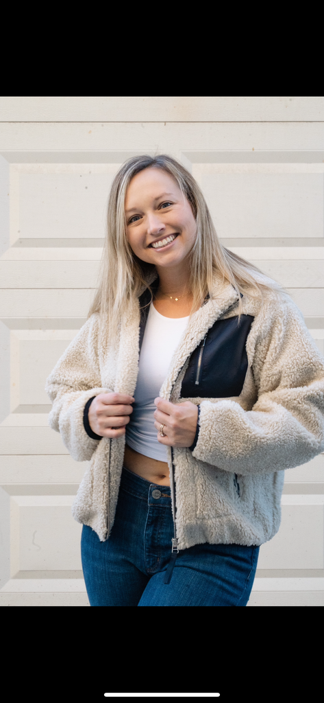 Cream Fuzzy Jacket with Pockets