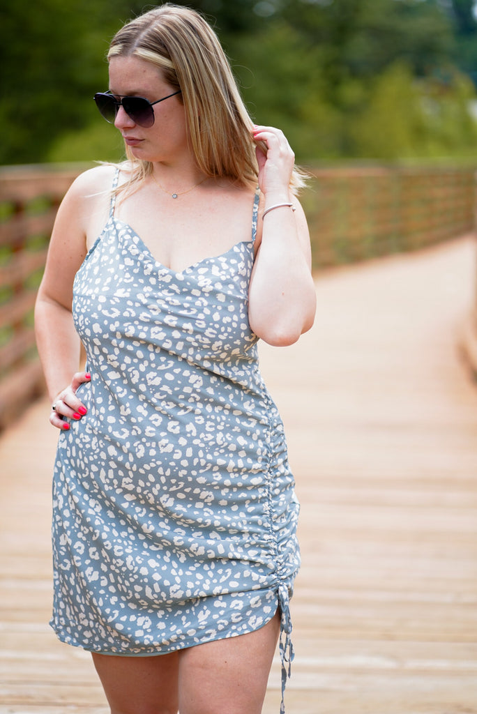 Baby Blue Adjustable Slit Dress