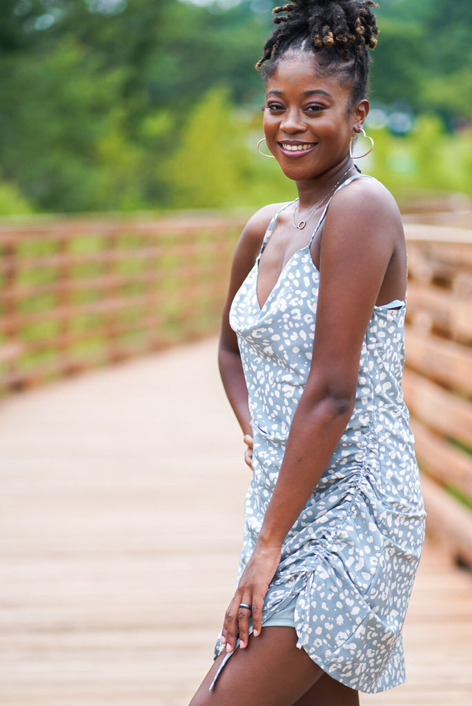Baby Blue Adjustable Slit Dress