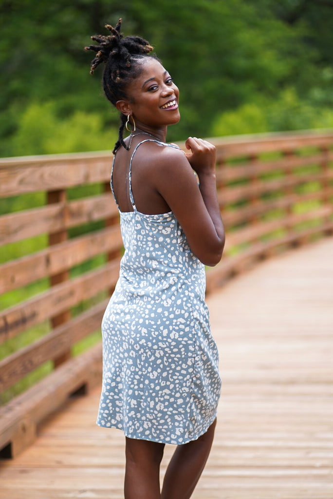 Baby Blue Adjustable Slit Dress