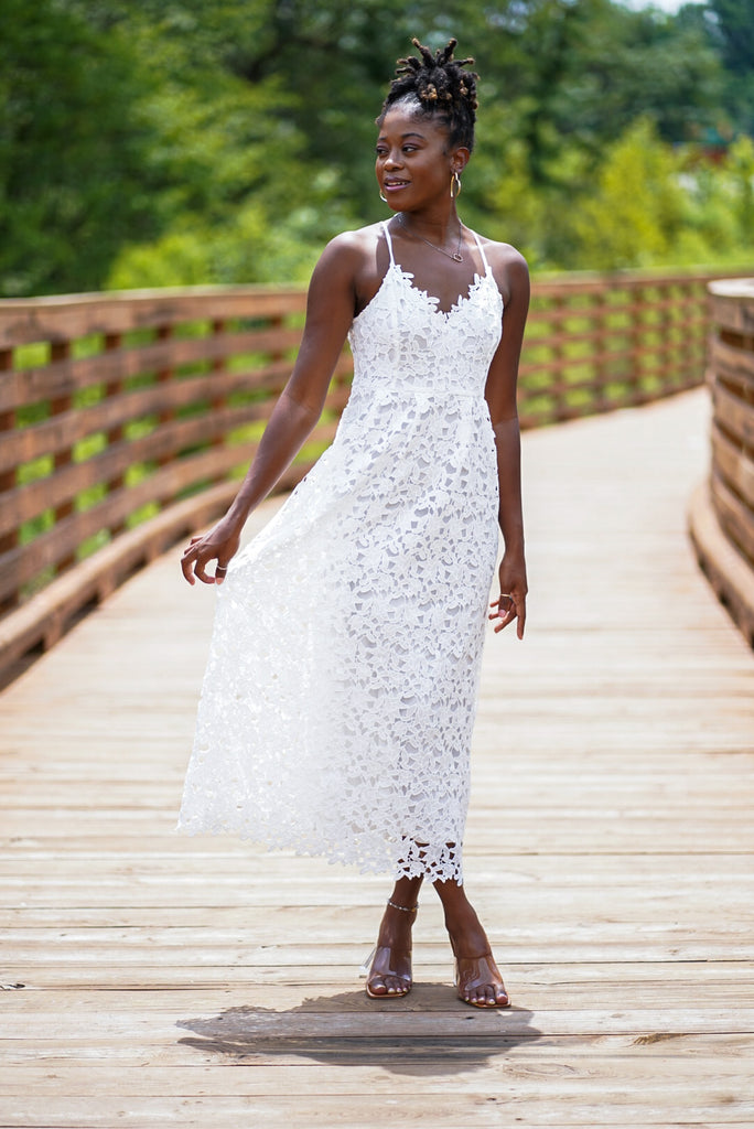 White Lace Floral Maxi